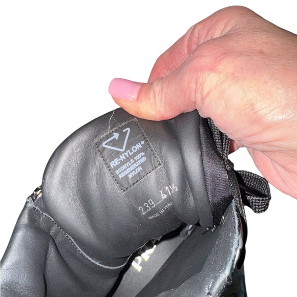 Prada Black Nylon And Leather Cap Toe Ankle Boots EU 41 -US 11 - Picture 10 of 10